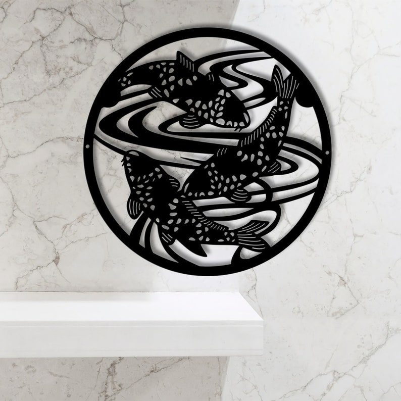 Koi Fish Metal Wall Art With Led Lights Zeninspired Design Etsy