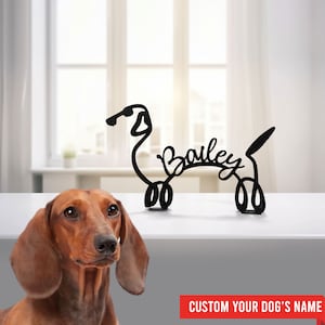 Personalized Dachshund Wiener Dog, Metal Sign, Cute Sign, Minimalistic Sculpture Statue, Custom Breeds Dog, Metal Wire, Dog Lover Gift