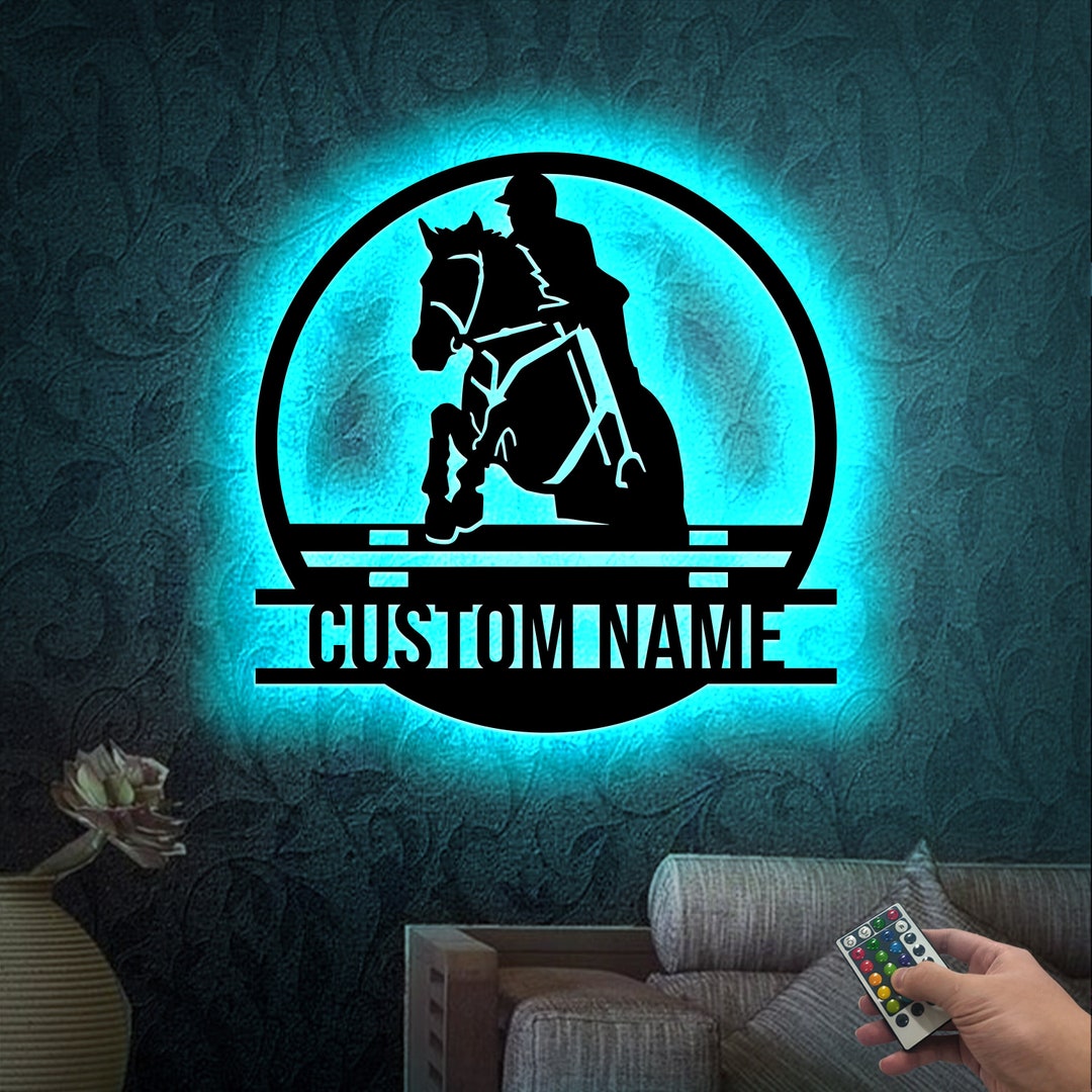 Custom Equestrian Sign Metal Led Light, Horse Racing Name Sign, Horse ...
