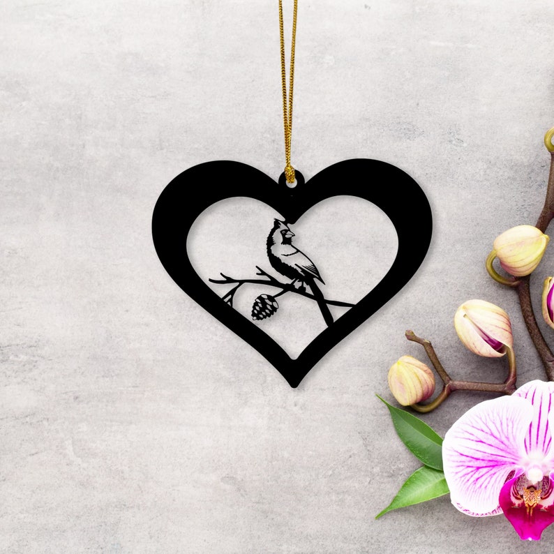 Heart Cardinal Metal Ornament, Memorial Remembrance Gift - Etsy