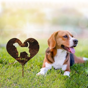 Beagle Garden Sign Rusty, Beagle Garden Stake, Rusted Metal Yard Art, Vintage Outdoor Decor, Dog Metal Garden Stake, Beagle Lover Gift