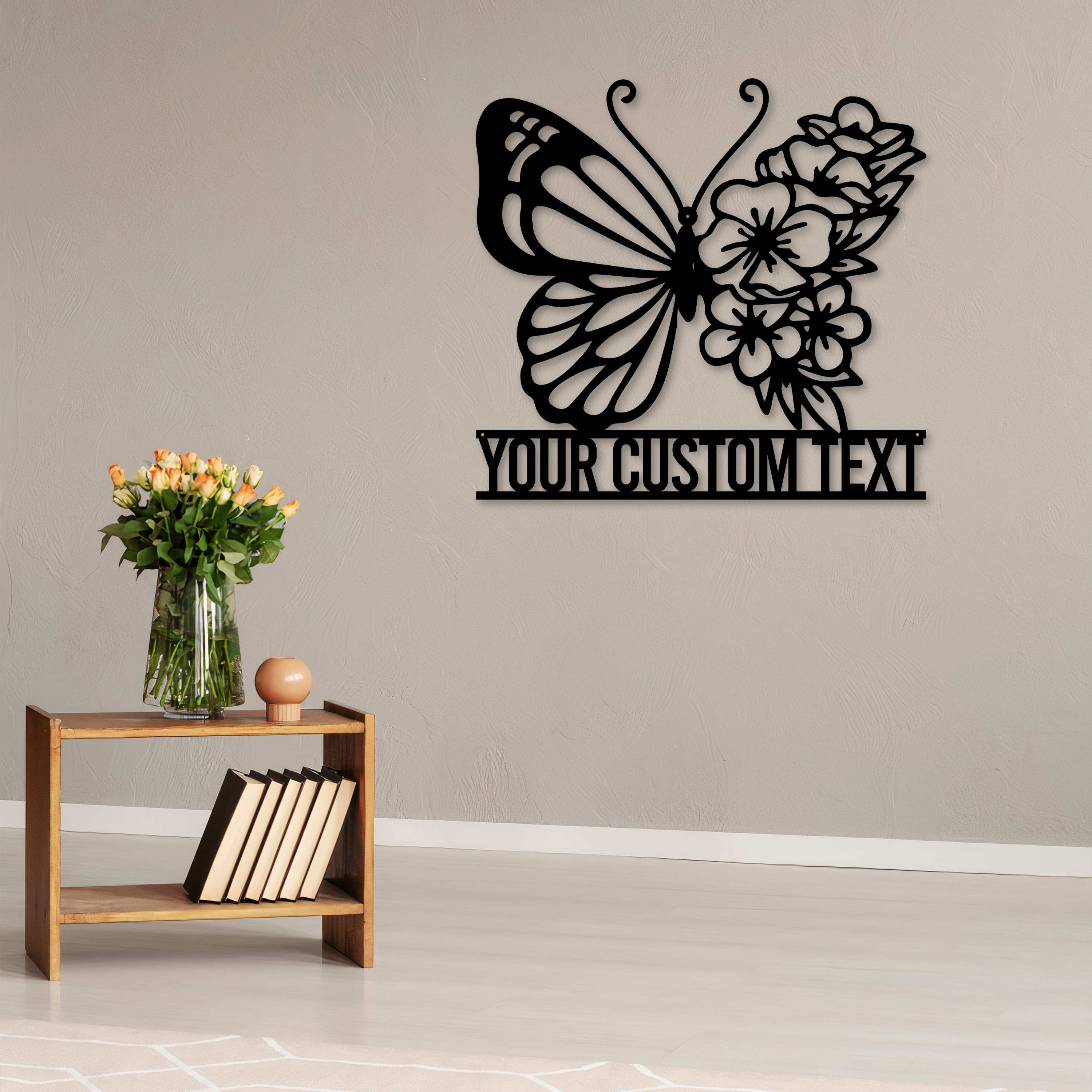 Custom Floral Butterfly Metal Wall Art With Lights Butterfly Etsy