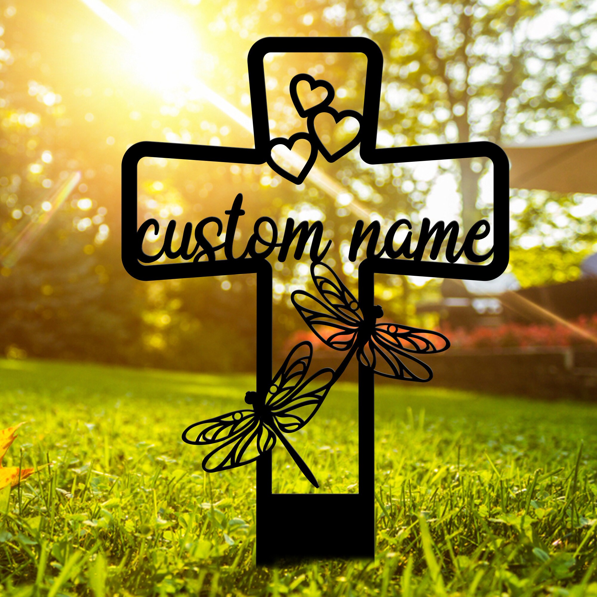 Custom Dragonfly Memorial Stake, In Loving Memory, Dragonfly Stake