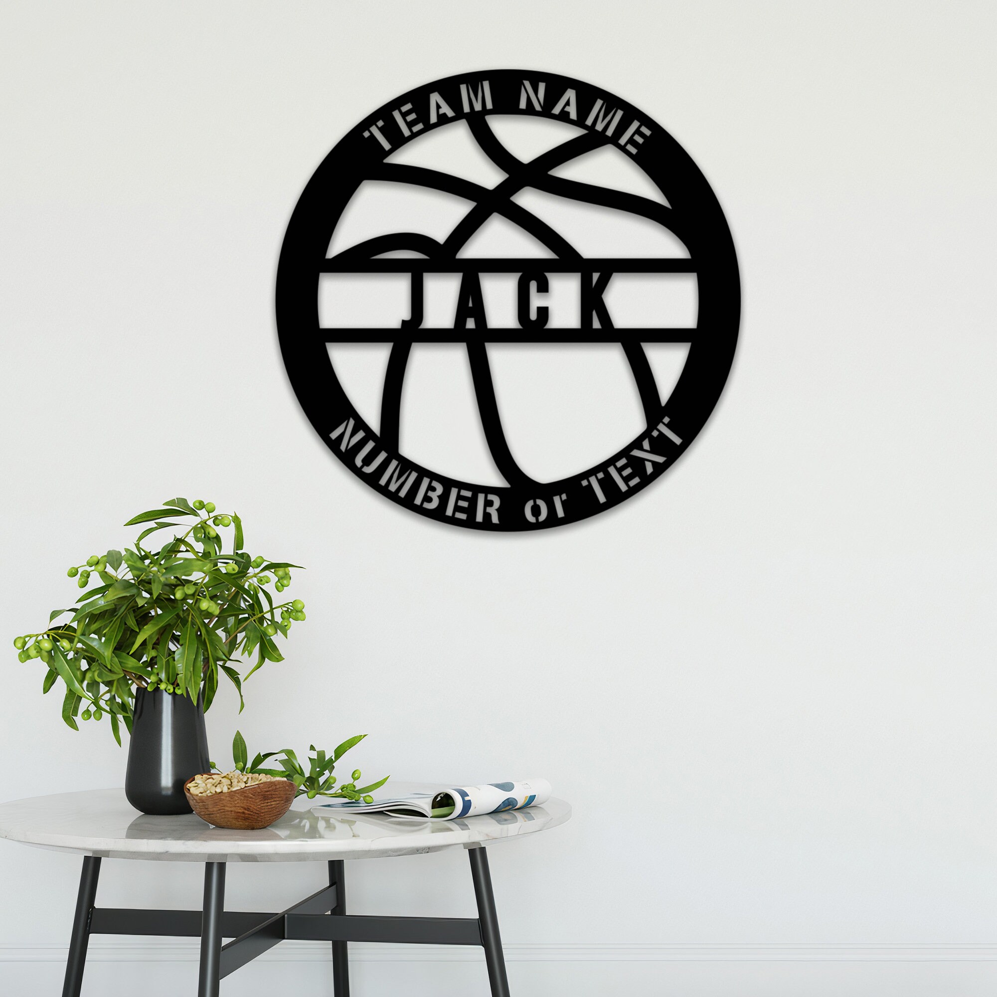 Personalized Basketball Metal Wall Art With Lights Custom Etsy