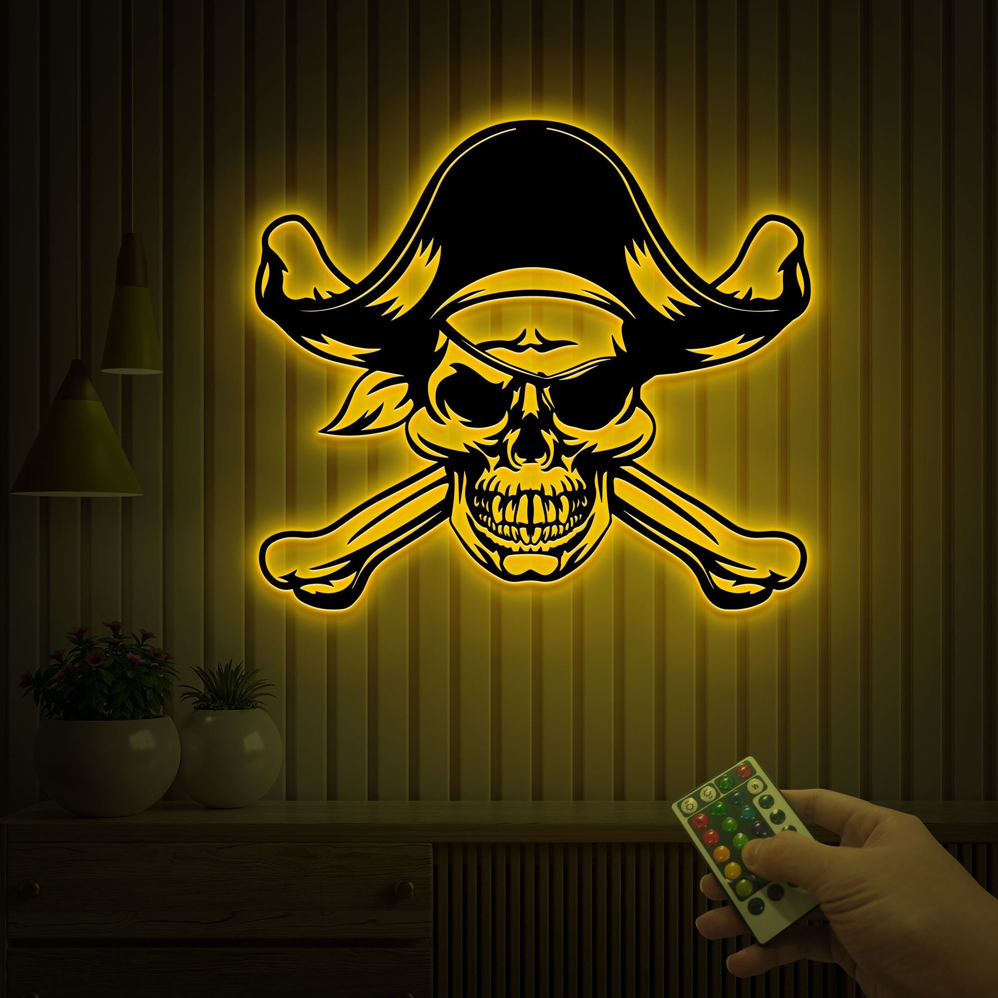 LED Pirate Skull and Crossbones Sign, Kids Room Decor - Etsy