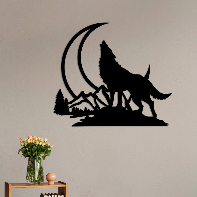 Wolf and Moon Metal Wall Art With Led Lights Wolf Sign Wild - Etsy