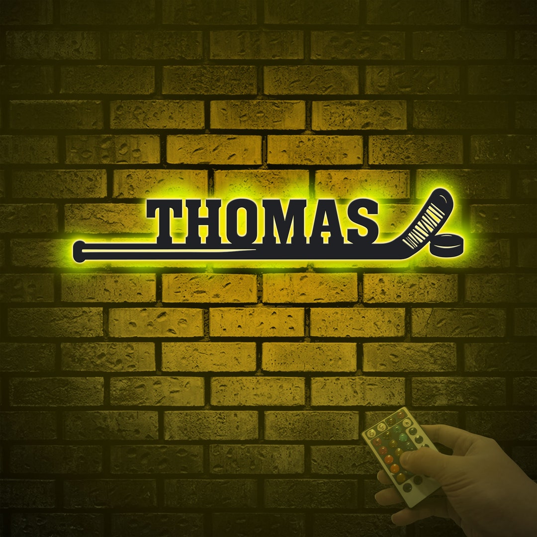 Custom Hockey Stick With Name Sign Hockey Player Name Metal Wall Art