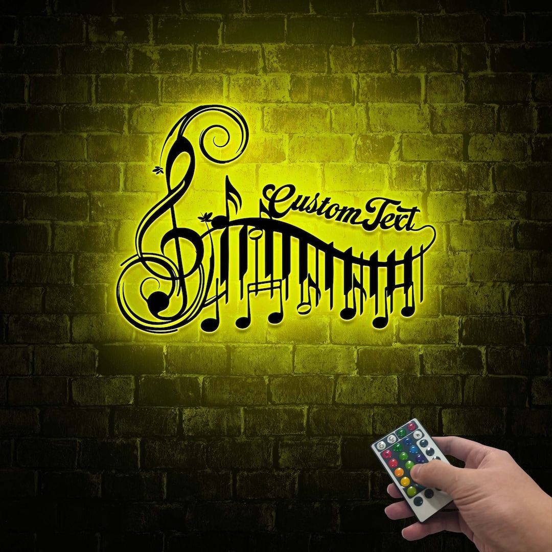 Personalized Music Notes LED Wall Art, Piano Sign, Musician Gift - Etsy