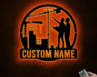 Custom Engineer Metal LED Wall Art, Civil Engineering Decor