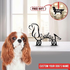 Cavalier King Charles Spaniel Metal Table Sign, Minimalist Sculpture Statue, Custom Dog Breed, Metal Wire, Dog Lover Gift, Home Office Decor