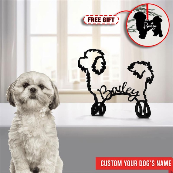 Personalized Shih Tzu Metal Table Sign Minimalist Sculpture Statue Custom Dog Breed Metal Wire Dog Lover Gift Home Office Decor Etsy
