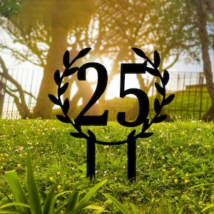 Personalized House Number Metal Sign with Stakes, Stake Address Sign, Modern Address Sign, Metal Address Numbers Lawn Yard Decor, Outdoor