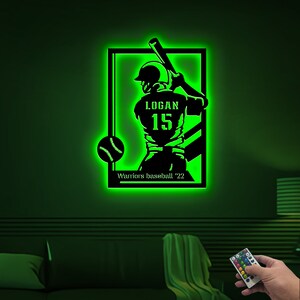 Custom Metal Baseball Sign With Led Light, Baseball Wall Decor ...