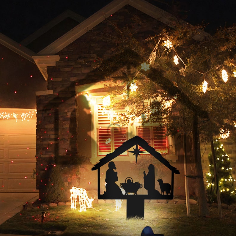 Nativity Scene Shadow Caster Metal Stake, Christmas Outdoor Decor, Garden Stake, Christmas Shadow Caster, Metal Yard Art, Nativity Spotlight image 6