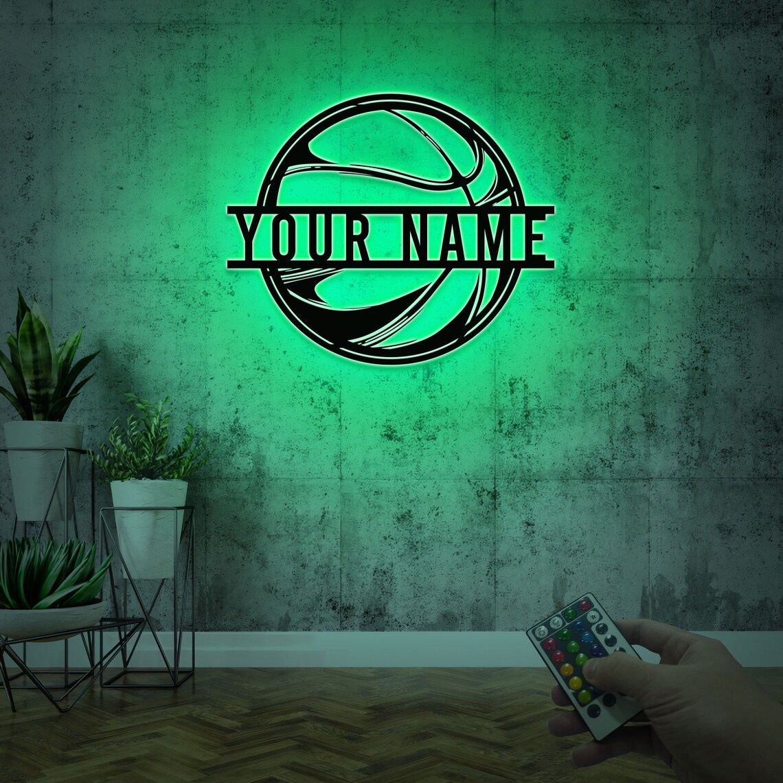 Personalized Basketball Metal Wall Art With Lights Custom Etsy