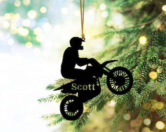Custom Dirtbike Ornament Metal, Motocross Christmas Ornament, Dirt Bike Racer Gift, Motorcycle Gift, Gift for Boys, Dirt Bike Racing, Rider