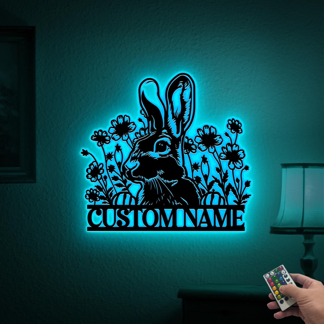 Custom Rabbit Metal Sign With LED Light, Farmhouse Decor - Etsy