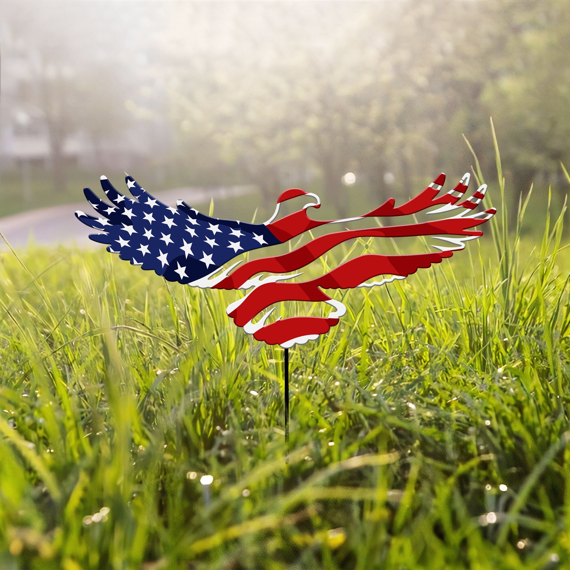 American Flag Eagle Garden Sign, Patriotic Lawn Decor - Etsy