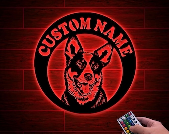 Custom Australian Cattle Dog Metal Sign with LED Lights