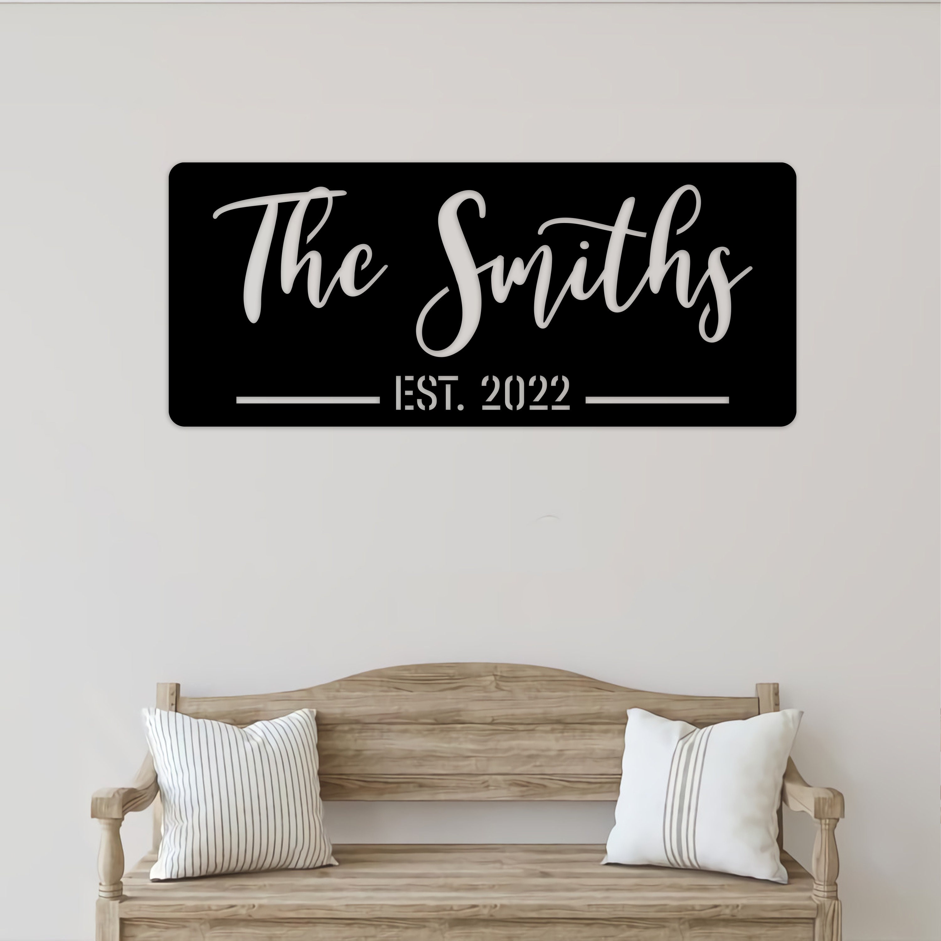 Personalized Last Name LED Metal Wall Art, Modern Family Name Sign - Etsy