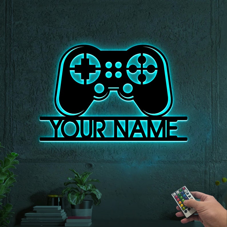 Personalized Game Room Sign With Lights, Custom Gamer Sign, Gaming Room ...