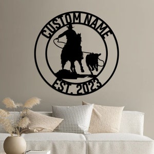 Custom Cowboy Roping Metal Sign With LED Light, Western Wall Art - Etsy