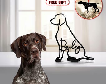 Custom German Shorthaired Pointer Metal Table Sign, Minimalist Dog Sculpture, Dog Gift