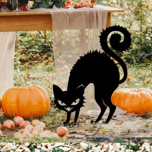 Black Cat Halloween Metal Stake, Angry Cat Outdoor Decor, Metal Yard Stake, Lawn Decor, Halloween Gift, Creepy Cat Yard Stake, Spooky Cat