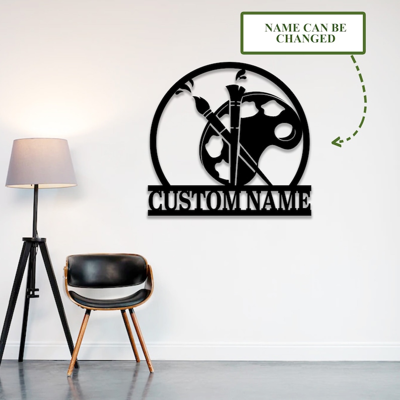 Custom Artist Metal Wall Art With Led Light Art Studio Sign Etsy