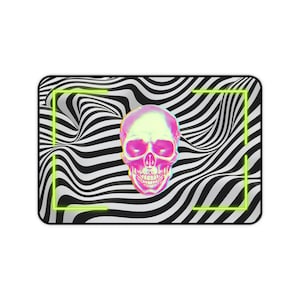 Trippy 3D Neon Skull Gaming Mousepad Desk Mat