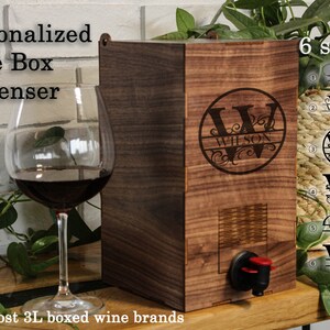 Personalized Wood Wine Box for Boxed Wines - Custom Wine Holder and Gift for holidays, anniversary, restaurants, birthdays, and weddings.