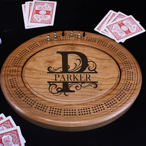 Solid Cherry Cribbage Board Personalized Split Monogram Etsy