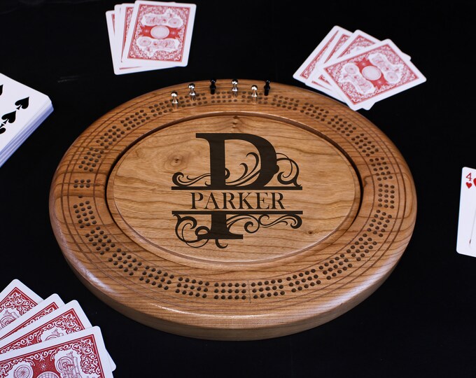 Blank Wooden Cribbage Board. Round Birch Plywood Cribbage Board