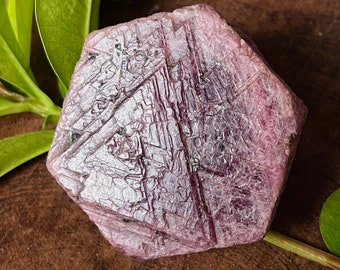 Raw Ruby Crystal – Sacred Geometry Hexagon, Record Keeper