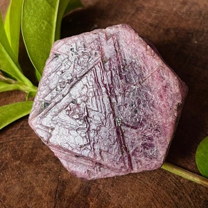 RUBY Raw Crystal - Sacred Geometry, Hexagon Ruby, Raw Ruby, Record Keeper, Crystal Amazing Triangle Formation Specimen Chakra Base