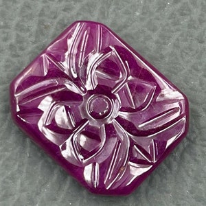 Carved Ruby Gemstone Natural Top Quality Untreated Rectangle Shape Carving Hand Made 28.0 Carat 20X17X5 MM  Carving For Pendent Jewelry