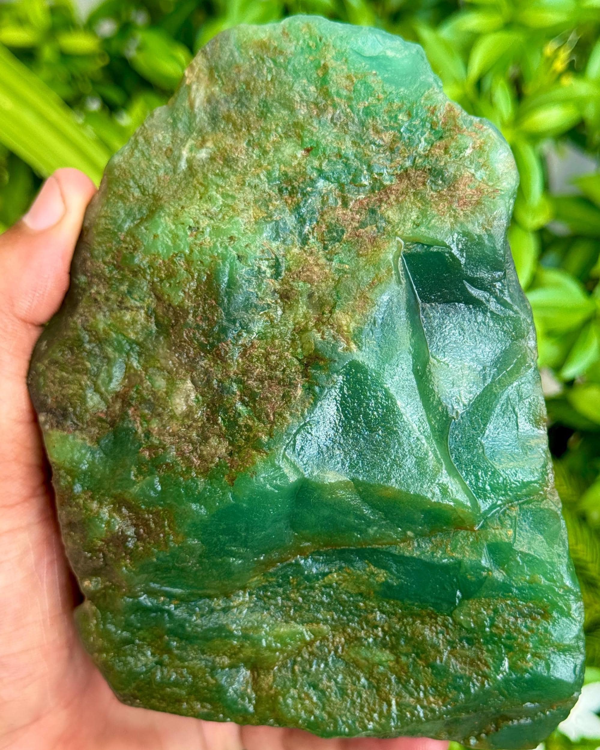 Natural Green Jade Rough: Healing Crystal Mineral Specimen, 6677