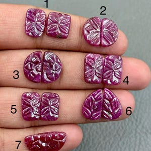 Ruby Carving Gemstone In Variasion Natural Untreated Red Ruby Carving Pairs Ruby Birthstone 23x20x4 MM Carving For Jewelry Making And Gift