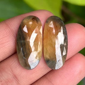 26.50 Carat Natural Sapphire Rose Cut Cabochon Pair: 25x12 MM