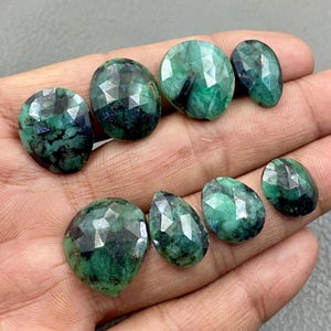Emerald Rose Cut Gemstone Lot: 59 Carat, 8 Pieces - May Birthstone