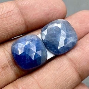 Blue Sapphire Rose Cut Slices: 23.90 Carat Gemstone Pair