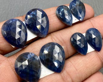 ブルーサファイアペアシェイプ：ローズカット宝石、68.50カラット