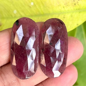 Coppia di rubini naturali taglio rosa con retro piatto, sfusi, 46,0 carati, 31x16x4 mm, rubini taglio rosa, adatti per gioielli, pietre preziose rubino da regalare
