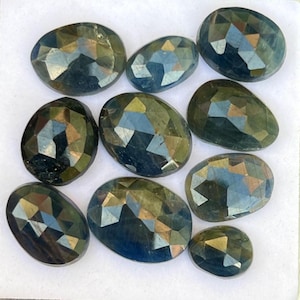 Natural Blue Sapphire Rose Cut Gemstone Lot: 69.50 Carat, 11-16 MM, 10 Pieces