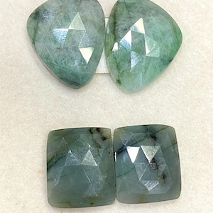 Emerald Rose Cut Pair Lot: Natural Gemstone Slices, 37.50 Carat