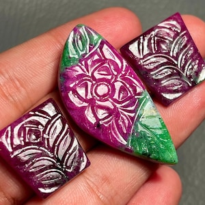 Natural Top Quality Untreated Ruby Gemstone 83.15 Carat 19X17 To 41X18 MM Ruby Carved Pair Hand Carved Ruby Carvings For Jewelry Making