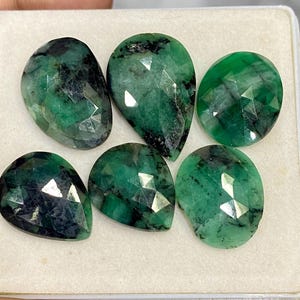 Emerald Rose Cut Slices: 59.0 Carat Lot, May Birthstone, 19-26mm