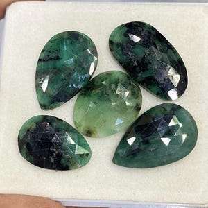 Emerald Rose Cut Slices: 5-Piece Gemstone Lot, 57.0 Carat - May Birthstone