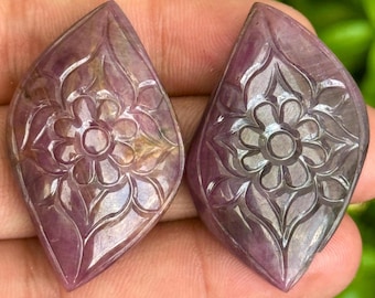 Handgemaakt paar snijwerk roze robijn: 178 karaat onbehandelde edelsteen, 38 x 22 x 9 mm
