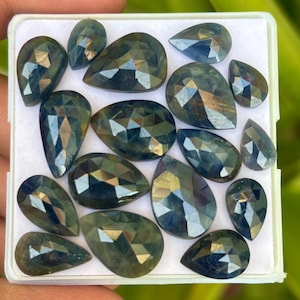 Blue Sapphire Rose Cut Pear Lot: 82.0 Carat, 17 Pieces